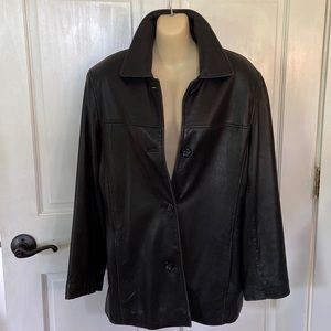 Adler Genuine Lambskin Black Leather Coat Sz M